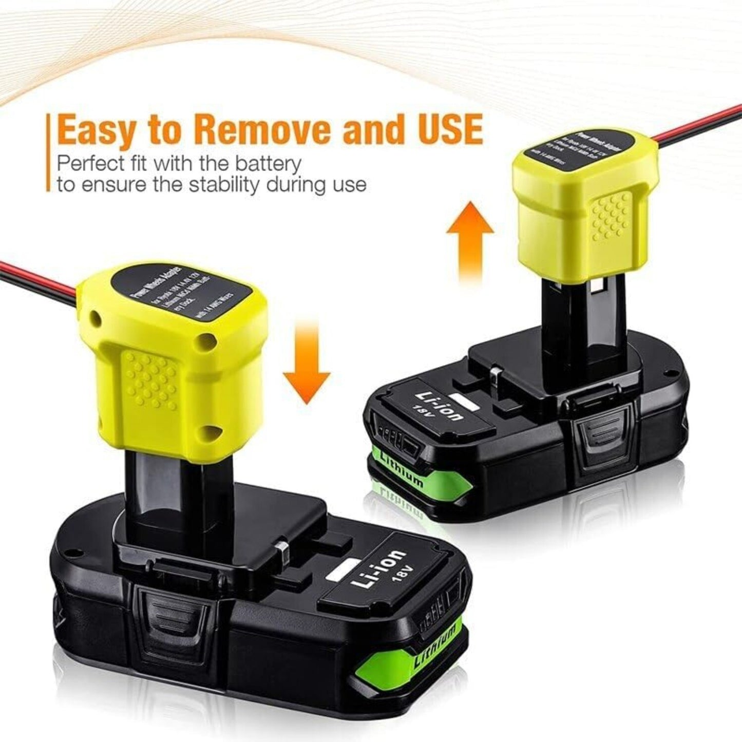 300W Power Inverter for Ryobi DC 18V to AC 110V 120V Portable Power Station with 2 AC Outlet & 2 USB Ports for Car, Vehicles, Laptop, Computer, Phone, String Light, Fan
