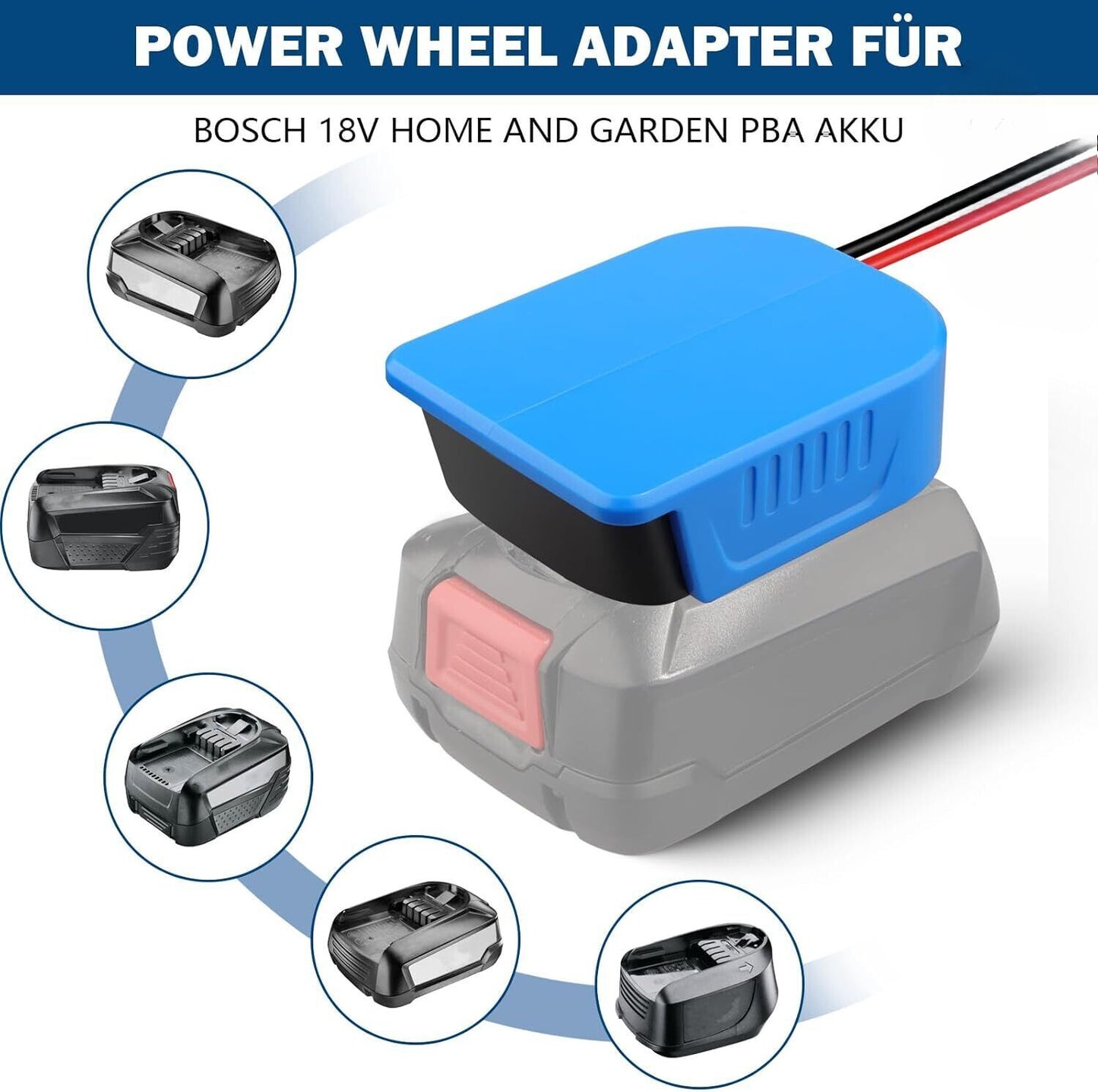 Jumper Cables with Adapter for For Bosch 18V PBA Battery 6FT 12AWG Jumper Starter Automotive Booster Cables Power for Car Jump Starting Using Tool