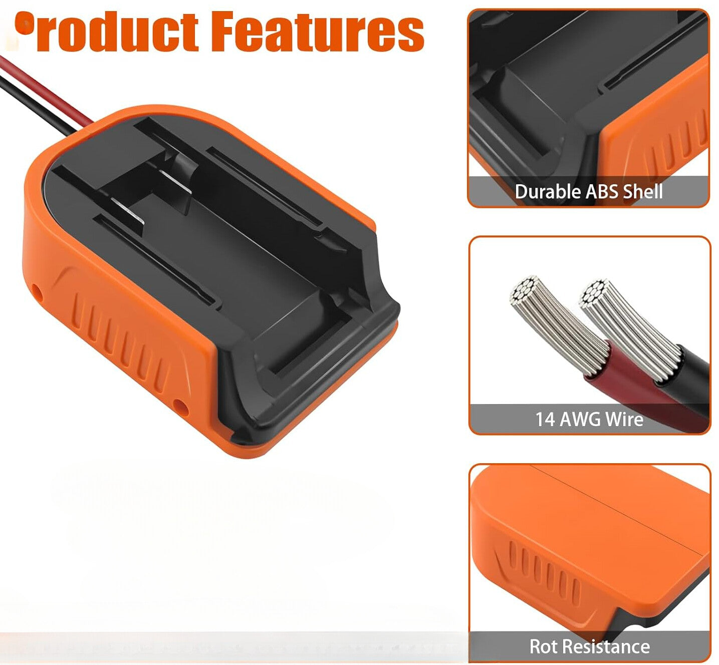 For Power Wheels Adapter for Black & Decker 20V Battery Converter Kit with Fuse and Wire Harness Connector 12AWG Wire for Fisher-Price DIY Rc Toys and Ride On Truck