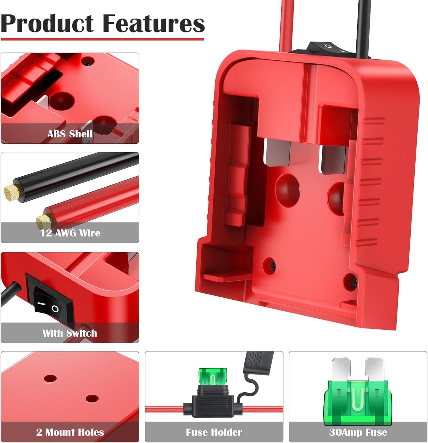 For Power Wheels Adapter for Milwaukee 18V Battery Converter Kit with Fuse and Wire Harness Connector 12AWG Wire for Fisher-Price DIY Rc Toys and Ride On Truck