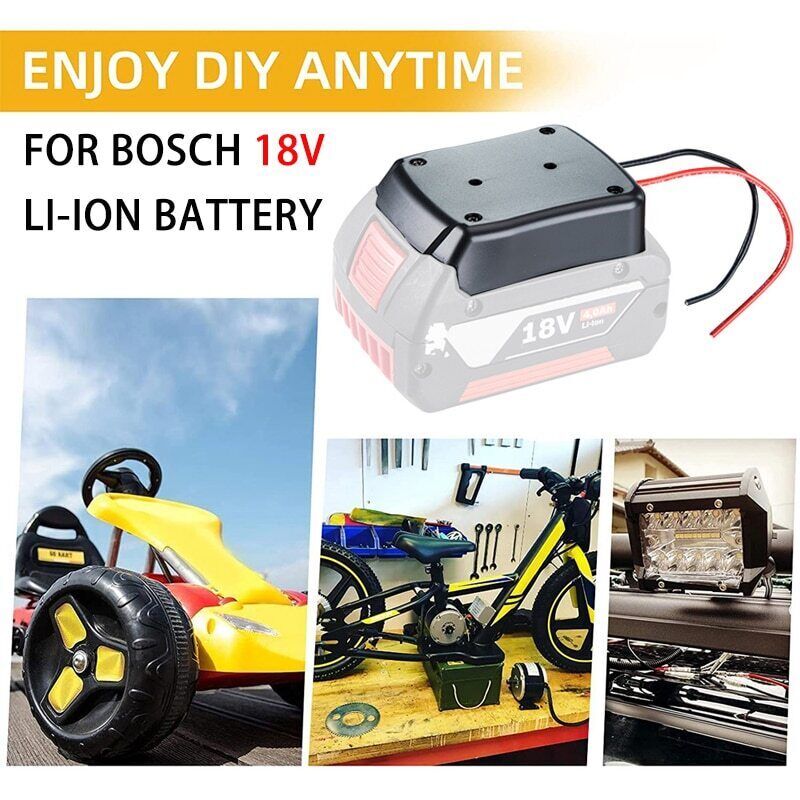 For Power Wheels Adapter for Bosch 18V GBA Battery Converter Kit with Fuse and Wire Harness Connector 12AWG Wire for Peg-Perego DIY Rc Toys and Ride On Truck