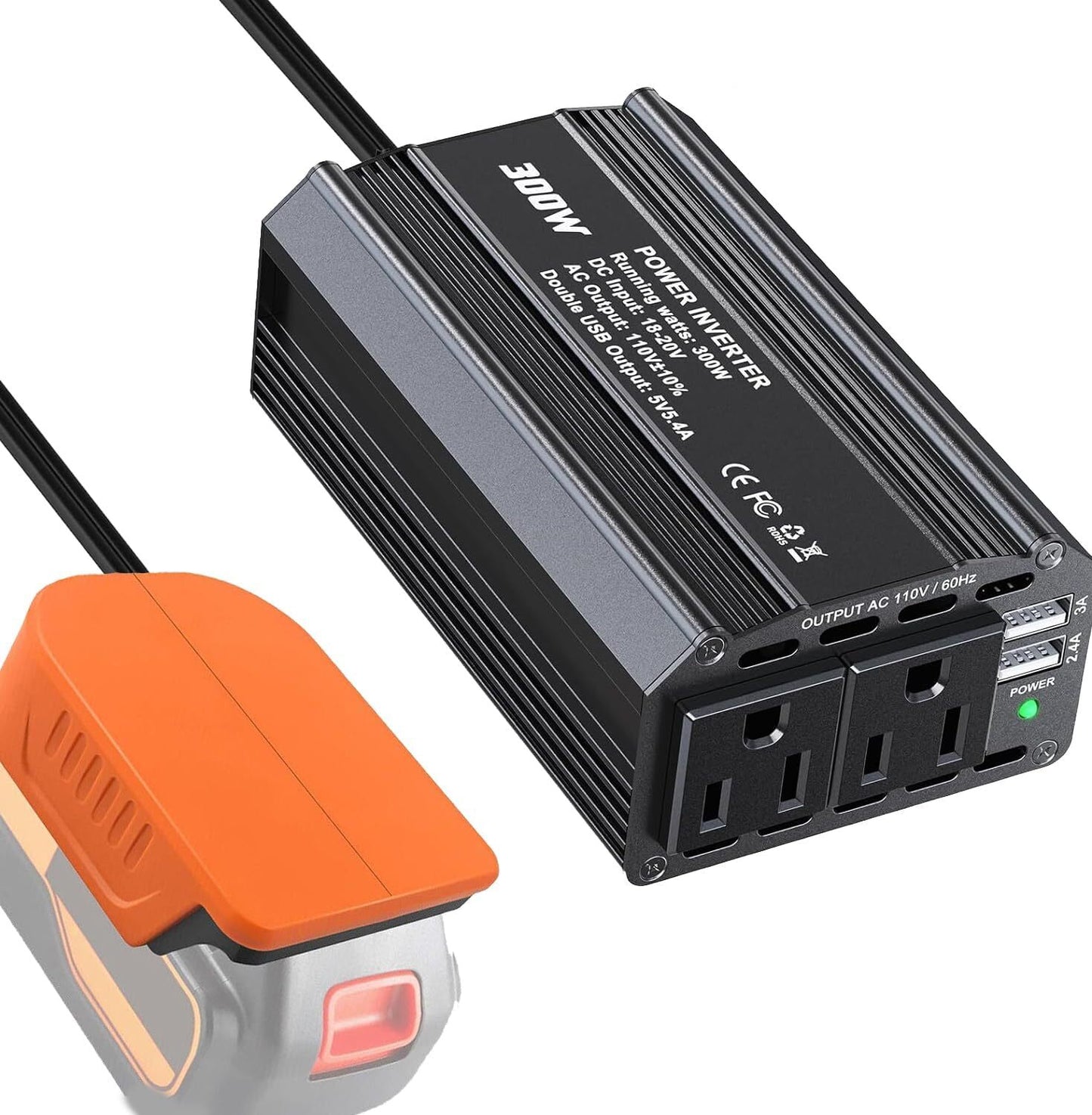 300W Power Inverter for Black & Decker Battery DC 20V to AC 120V Power Station