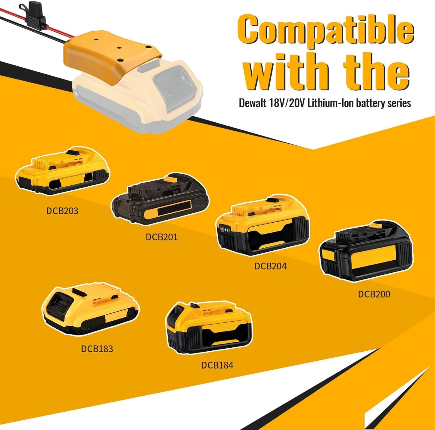For Power Wheels Adapter for Dewalt 20V Battery Converter Kit with Fuse and Wire Harness Connector 12AWG Wire for Fisher-Price DIY Rc Toys and Ride On Truck