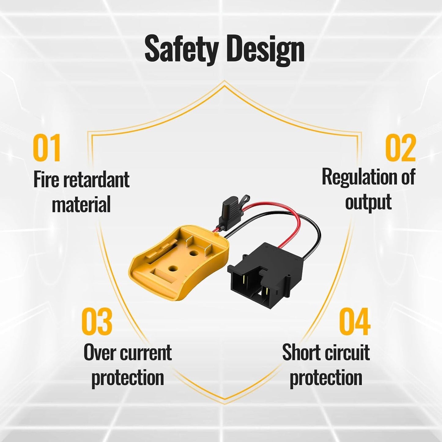 For Power Wheels Adapter for Dewalt 20V Battery Converter Kit with Fuse and Wire Harness Connector 12AWG Wire for Fisher-Price DIY Rc Toys and Ride On Truck