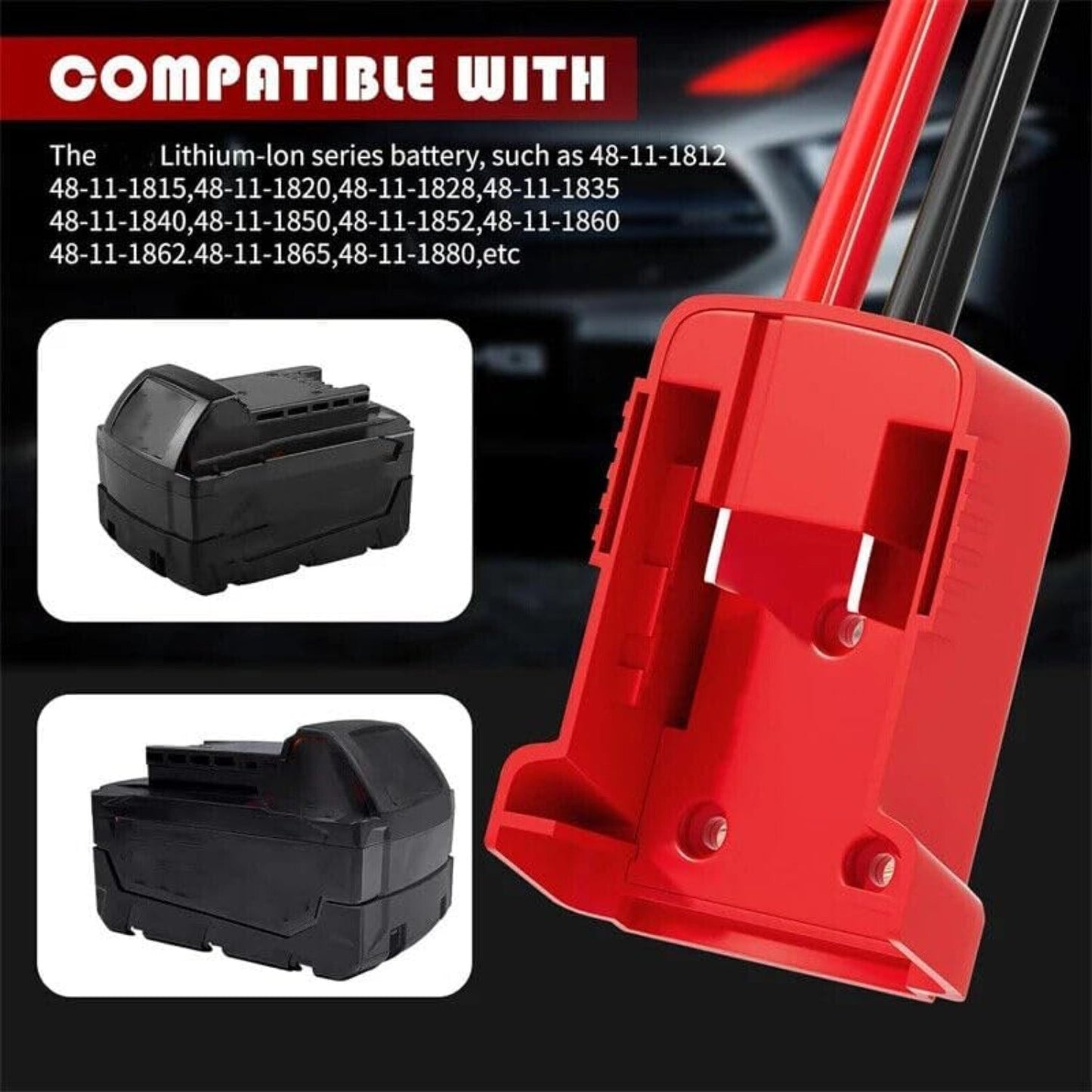 300W Power Inverter for Milwaukee DC 18V to AC 110V 120V Portable Power Station with 2 AC Outlet & 2 USB Ports for Car, Vehicles, Laptop, Computer, Phone, String Light, Fan
