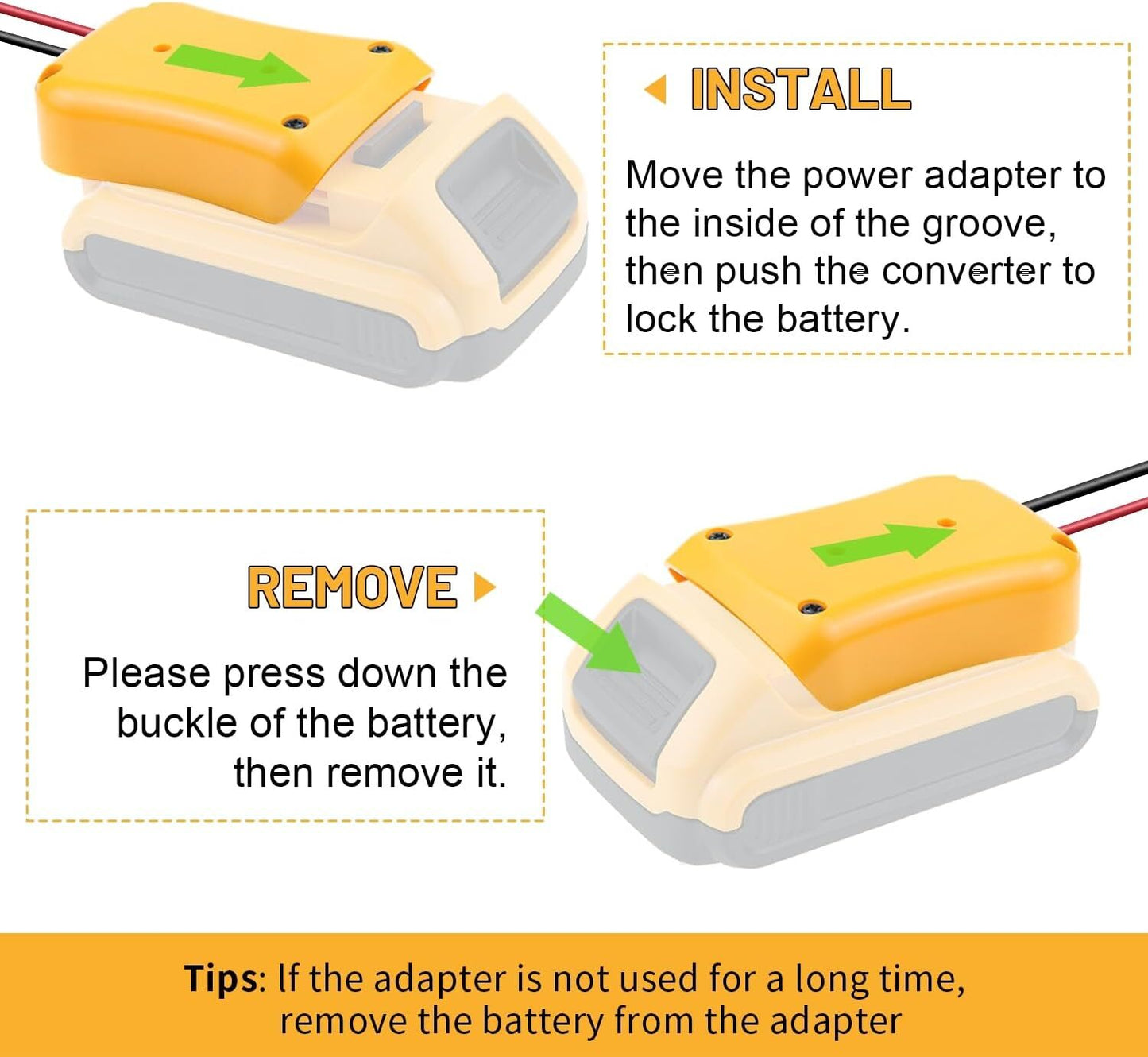 For Power Wheels Adapter for Dewalt 20V Battery Converter Kit with Fuse and Wire Harness Connector 12AWG Wire for Fisher-Price DIY Rc Toys and Ride On Truck