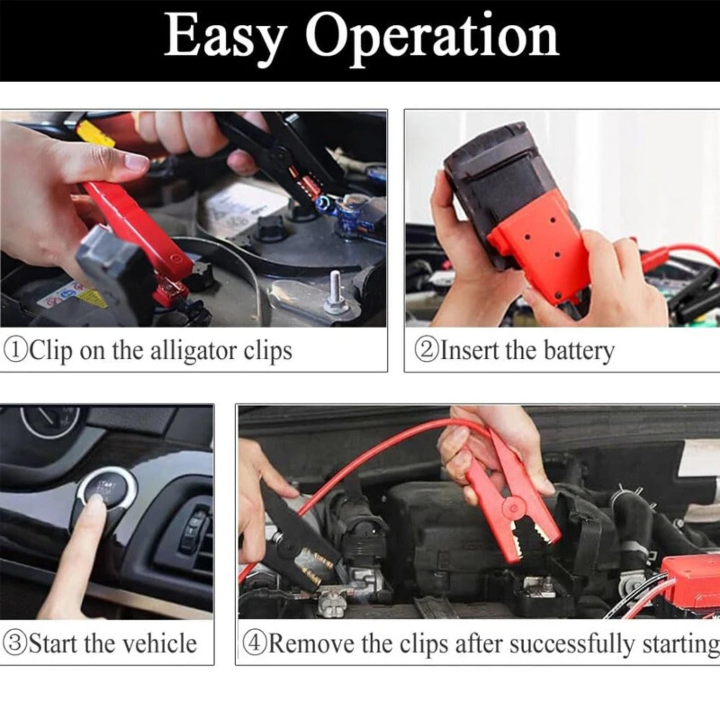 Jumper Cables with Adapter for Milwaukee 18V Battery 6FT 12AWG Jumper Starter Automotive Booster Cables Power for Car Jump Starting Using Tool