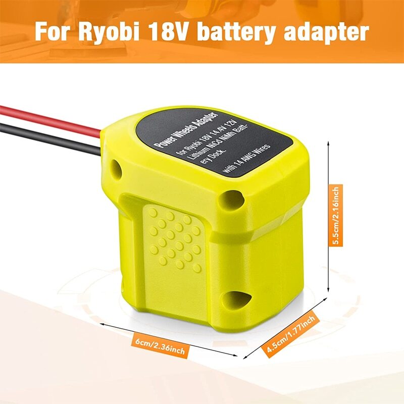 For Power Wheels Adapter for Ryobi 18V Battery Converter Kit with Fuse and Wire Harness Connector 12AWG Wire for Peg-Perego DIY Rc Toys and Ride On Truck