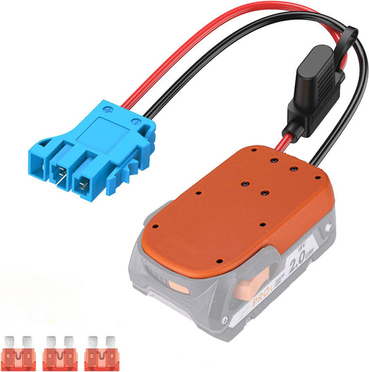 For Power Wheels Adapter for Ridgid 18V Battery Converter Kit with Fuse and Wire Harness Connector 12AWG Wire for DIY Rc Toys and Ride On Truck