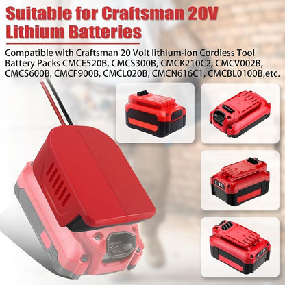 300W Power Inverter for Craftsman DC 20V to AC 110V 120V Portable Power Station with 2 AC Outlet & 2 USB Ports for Car, Vehicles, Laptop, Computer, Phone, String Light, Fan