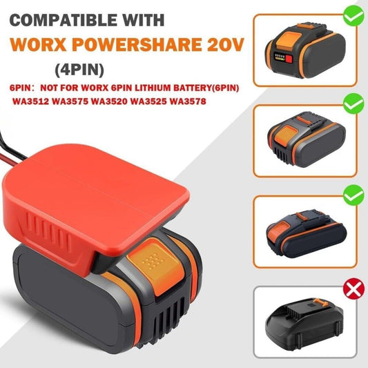 300W Power Inverter for Worx 20V 4PIN Battery DC 20V to AC 120V Power Station
