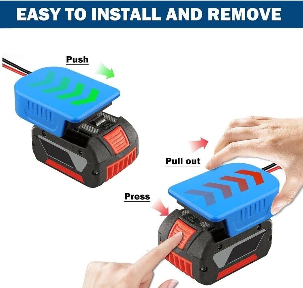 300W Power Inverter for Bosch 18V GBA Battery DC 18V to AC 120V Portable Power Station with 2 AC Outlet & 2 USB Ports for Car, Vehicles, Laptop, Computer, Phone, String Light, Fan