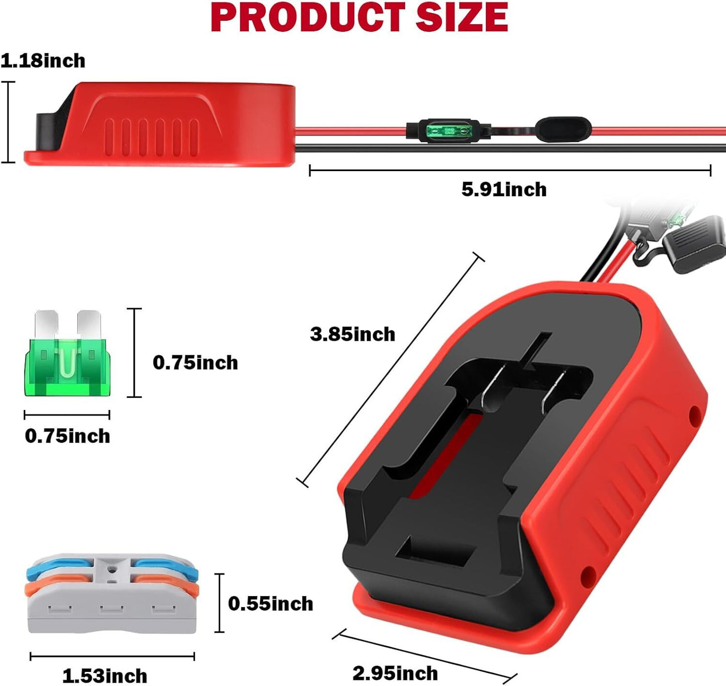 For Power Wheels Adapter for Bauer 20V Battery Converter Kit with Fuse and Wire Harness Connector 12AWG Wire for Peg-Perego DIY Rc Toys and Ride On Truck