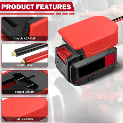For Power Wheels Adapter for Bauer 20V Battery Converter Kit with Fuse and Wire Harness Connector 12AWG Wire for Peg-Perego DIY Rc Toys and Ride On Truck
