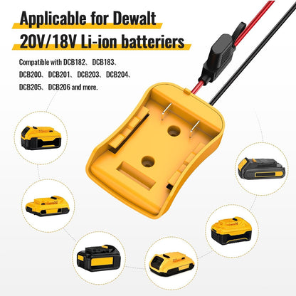 For Power Wheels Adapter for Dewalt 20V Battery Converter Kit with Fuse and Wire Harness Connector 12AWG Wire for DIY Rc Toys and Ride On Truck