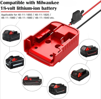 For Power Wheels Adapter for Milwaukee 18V Battery Converter Kit with Fuse and Wire Harness Connector 12AWG Wire for Fisher-Price DIY Rc Toys and Ride On Truck
