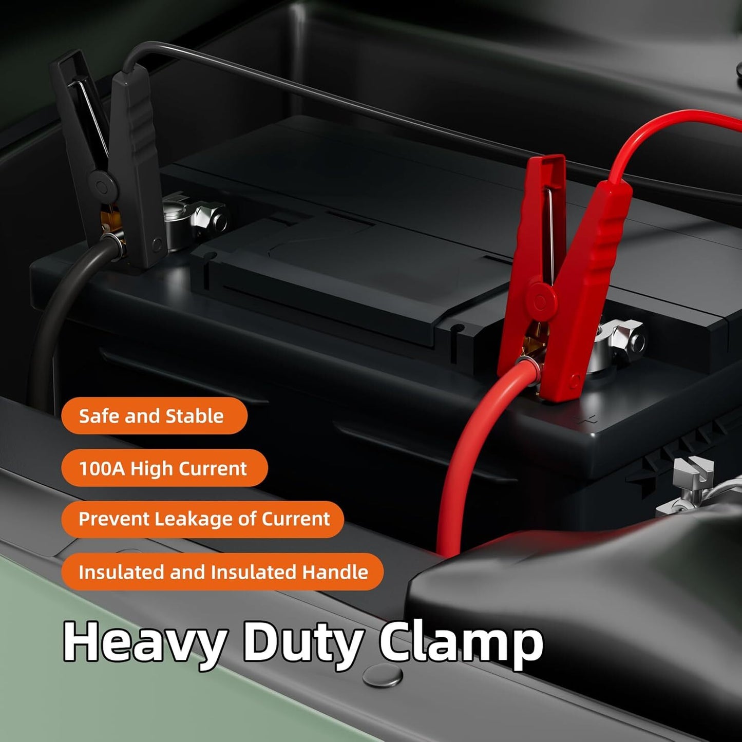 Jumper Cables with Adapter for Worx 20V 6pin Battery 6FT 12AWG Jumper Starter Automotive Booster Cables Power for Car Jump Starting Using Tool