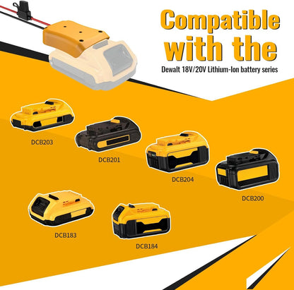 For Power Wheels Adapter for Dewalt 20V Battery Converter Kit with Fuse and Wire Harness Connector 12AWG Wire for Fisher-Price DIY Rc Toys and Ride On Truck