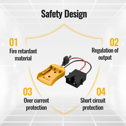 For Power Wheels Adapter for Dewalt 20V Battery Converter Kit with Fuse and Wire Harness Connector 12AWG Wire for Fisher-Price DIY Rc Toys and Ride On Truck