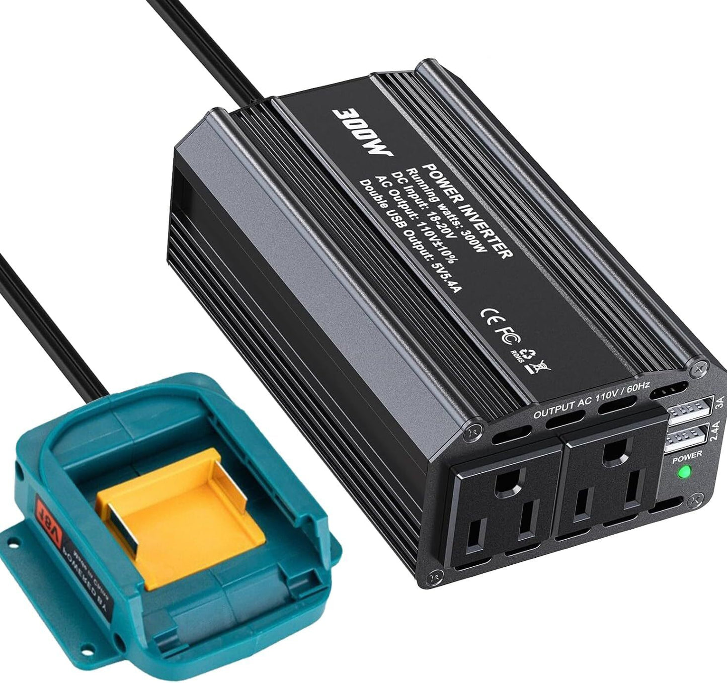 300W Power Inverter for Makita Battery DC 18V to AC 120V Portable Power Station